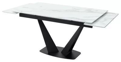 Стол Ниагара 160 БЕЛЫЙ МРАМОР, стекло / ЧЕРНЫЙ, М-City