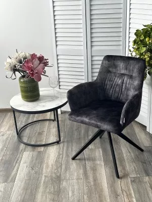 Стул DANTE 360 град.поворот UF912-06В античный серый, велюр без "пальчиковый"/черный, ®DISAUR