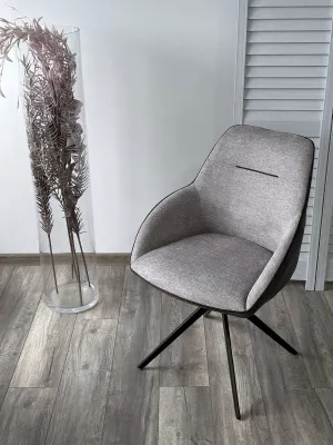 Стул TORNADO 360 град. Серый Brego-07, ткань/ темно-серый Modern-454, велюр/ черный каркас, DISAUR