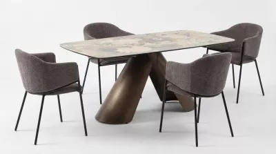 Стол КАЛЬДЕРОН (CALDERON) 180 цвет TL-137  матовый, исп керамика / МЕДНЫЙ БРАШИРОВАННЫЙ, ®DISAUR