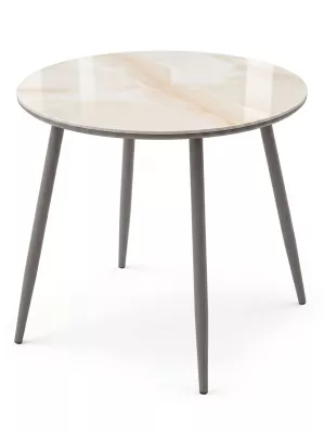 Стол МИЛТОН D89 цвет ICELANDIC WHITE JADE, керамика / Латте каркас