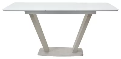 Стол Прага 120 БЕЛЫЙ, стекло/ КАМЕНЬ СВЕТЛЫЙ М-City