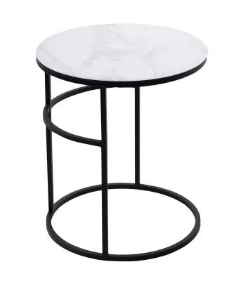 Журнальный столик Френсис Белый мрамор, стекло/ черный M-city