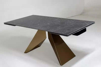 Стол ALES 180 BLACK GRAVE SOLID CERAMIC, керамика / бронзовый, ®DISAUR
