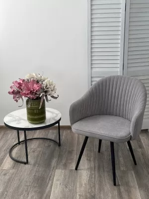 Стул AVIOR, 360 град. поворот. B22 Серый, велюр / черный каркас, М-City