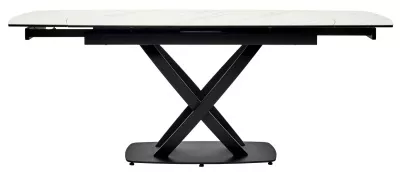 Стол FOGGIA 140 KL-99 Белый мрамор матовый, итальянская керамика/ черный каркас, ®DISAUR