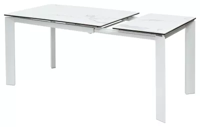 Стол CORNER 120 HIGH GLOSS STATUARIO керамика, стекло/ белый каркас, ®DISAUR