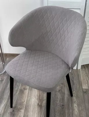 Стул ХИЛТОН, цвет B22 Серый, велюр / черный каркас М-City