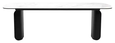 Стол NORD 240 MARBLES KL-99 Белый мрамор, итальянская керамика / черный каркас, ®DISAUR