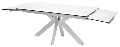 Стол БЕЛЛУНО (BELLUNO) 160 цвет KL-99 БЕЛЫЙ МРАМОР, итальянская керамика/ БЕЛЫЙ каркас, ®DISAUR