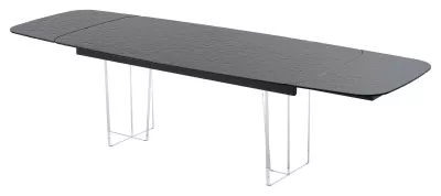 Стол ЛАУРИТЦ (LAURITS) 200 цвет ЧЕРНЫЙ (GREY), стекло BUBBLE  / Прозрачный каркас ®DISAUR