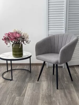 Стул RUNA, 360 град. поворот. B22 Серый, велюр / черный каркас, М-City