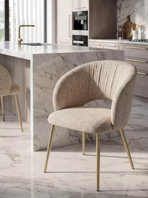 Стул МИДА (MIDA), цвет МОЛОЧНЫЙ SOLO-111, ткань / ШАМПАНЬ каркас, ®DISAUR