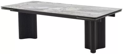 Стол АДАЖИО 240 (320) см цвет МИНЕРАЛ (MINERAL STONE NATURAL), керамика / Черный каркас