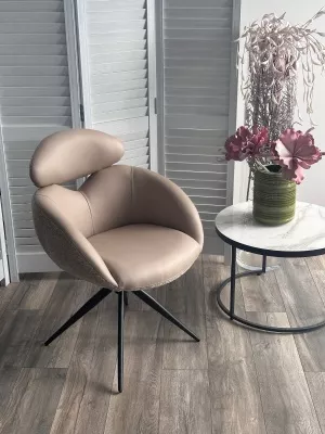 Стул ГУННАР (GUNNAR) 360 град, цвет БЕЖЕВЫЙ VEGA-11 / MIAMI-160, ткань / ЧЕРНЫЙ каркас, ®DISAUR