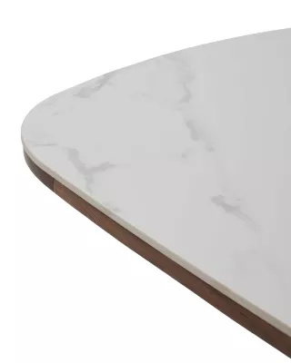 Стол ДЖУЛИУС (JULIUS) 200 см нераскладной, цвет Белый мрамор ( WHITE MARBLE, керамика / орех темный