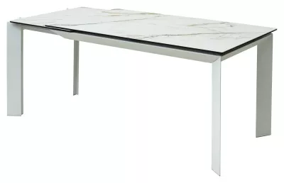 Стол CREMONA 180 KL-188 Контрастный мрамор матовый, итальянская керамика/ белый каркас, ®DISAUR