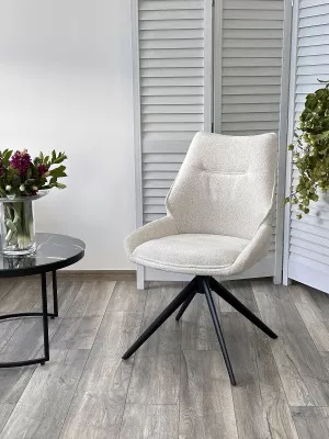 Стул OLAF 360 град. поворот. RAVEN22 Бежево-белый, ткань / Черный, ®DISAUR