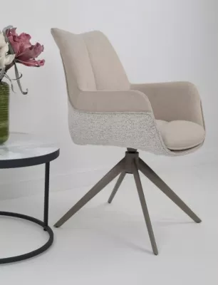 Стул ПОНТУС (PONTUS) 360 град, цвет КРЕМОВЫЙ, ткань / ЛАТТЕ каркас, ®DISAUR