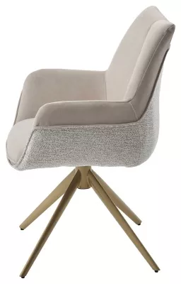 Стул ПОНТУС (PONTUS) 360 град, цвет КРЕМОВЫЙ (RIELY-111/PRESENT-120)/ ШАМПАНЬ каркас, ®DISAUR