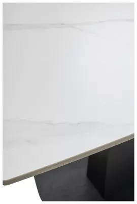 Стол BALDE 140 MATT WHITE MARBLE SOLID CERAMIC / BLACK, ®DISAUR