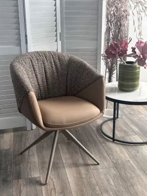 Стул ГИССЕН (GISSEN) 360 град., цвет КОФЕ HP032-08A PU / V885-1, экокожа / ткань / ЛАТТЕ, ®DISAUR