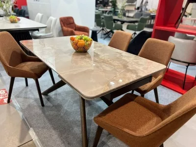 Стол EDER 160 GLOSS AMBER JADE SOLID CERAMIC / Орех, ®DISAUR