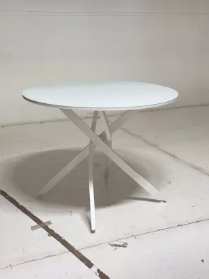 Стол ДАРИО D100 Белый, стекло/ Белый каркас М-City