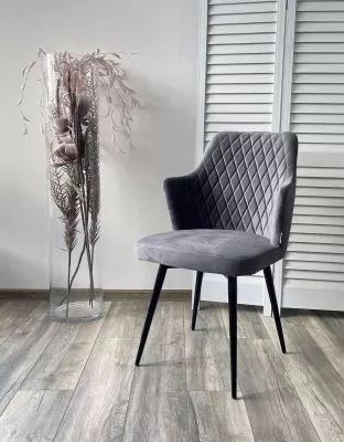 Стул HERMAN 360 град. СЕРЫЙ #27, велюр / черный каркас М-City