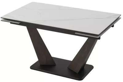 Стол ВИРДЖИНИЯ 140 MATTE БЕЛЫЙ МРАМОР, керамика / ЛЕСНОЙ ОРЕХ, ЧЕРНЫЙ, М-City