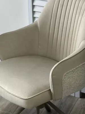 Стул РИКАРД (RIKARD) 360 град. кремовый RIELY-111/PRESENT-120, шенилл-велюр / латте каркас, ®DISAUR