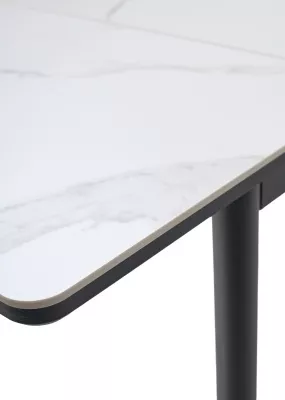 Стол ТЕТ-А-ТЕТ 120  Белый мрамор, керамика / Черный каркас М-City