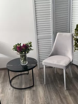 Стул NEPAL-P СВЕТЛО-СЕРЫЙ BM-4, велюр/ белый каркас М-City