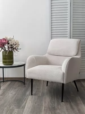 Кресло MAGDA Cato-01 белый, ткань / черный каркас, ®DISAUR