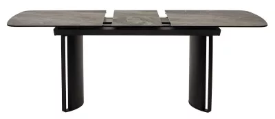 Стол RASMUS 160 KL-80 Серый мрамор, итальянская керамика / черный каркас, ®DISAUR