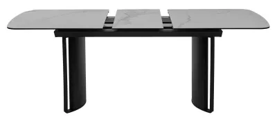 Стол RASMUS 160 TL-45 Белый мрамор, испанская керамика / черный каркас, ®DISAUR