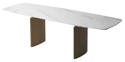 Стол КАЛВИН (CALVIN) 180 цвет КАРРАРА (SEMI-POLISHED SNOW CARRARA SOLID CERAMIC / СЕРЫЙ ДУБ, ®DISAUR