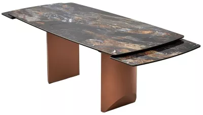Стол ПУАНТО 200 TITANIUM LAWA NERO, керамика / МЕДЬ каркас М-City