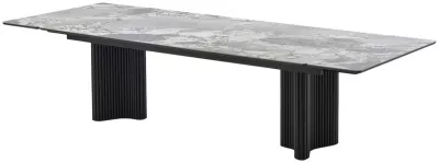 Стол АДАЖИО 240 (320) см цвет МИНЕРАЛ (MINERAL STONE NATURAL), керамика / Черный каркас