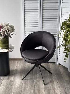 Стул ANABEL 360 град. поворот Черный  Maison 99# / OTE COBBLE 457 / серый каркас, ®DISAUR