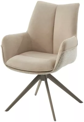 Стул ПОНТУС (PONTUS) 360 град, цвет КРЕМОВЫЙ, ткань / ЛАТТЕ каркас, ®DISAUR