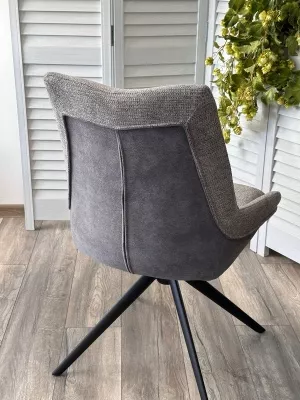 Стул OSKAR 360 град. поворот. KN01-03 Серый/ BZ1046-02 Темно-серый/ Черный, ®DISAUR