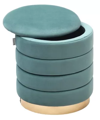Пуф для гостиной ФРЕД бирюзовый BM-88, велюр / золотой каркас М-City