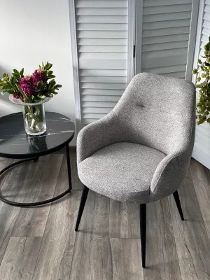 Стул STAMEN ткань DAVIS RETRO BLISS 85, цвет серый / черный каркас, ®DISAUR