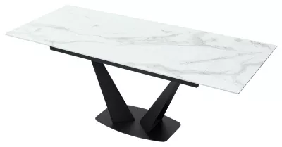 Стол Ниагара 160 БЕЛЫЙ МРАМОР, стекло / ЧЕРНЫЙ, М-City