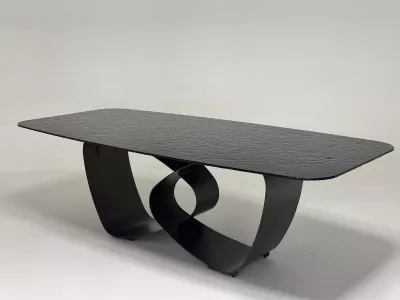 Стол ТОВЕ (TOVE) 240 цвет ЧЕРНЫЙ (GREY), стекло BUBBLE  / Шоколадное золото  ®DISAUR