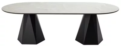 Стол ОРФЕЙ  240 нераскладной цвет ОНИКС (ONYX SABLE PULIDO), керамика / Черный каркас