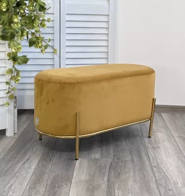 Пуф для гостиной ZEN BLUVEL-68 желтый, велюр / золотой каркас М-City