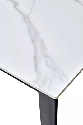 Стол CORNER 120 MATT WHITE MARBLE SOLID CERAMIC / BLACK, ®DISAUR