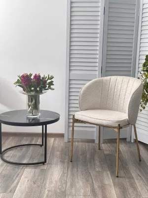 Стул DIANA Modica-40 бежево-белый, ткань / золотой каркас, ®DISAUR